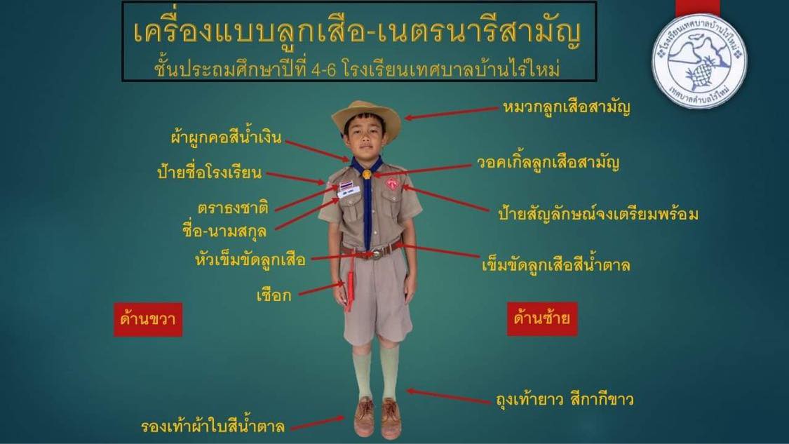 แจ้งการแต่งกายชุดลูกเสือ - เนตรนารีที่ถูกต้อง